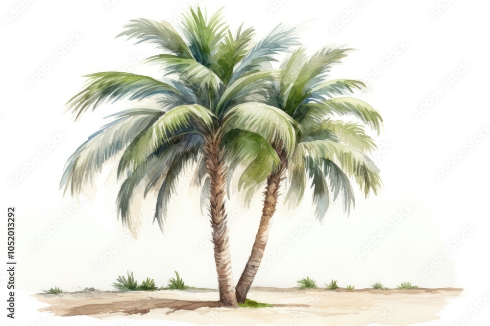 Obraz premium Dubai palm beach plant tree white background.
