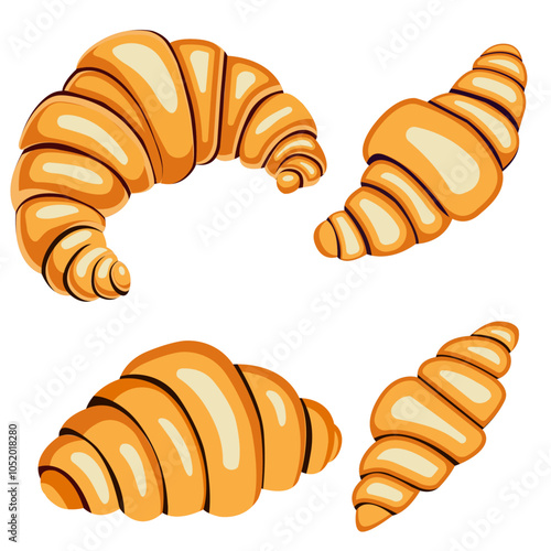 Cartoon croissant drawing isolated on white background. Vector illustration