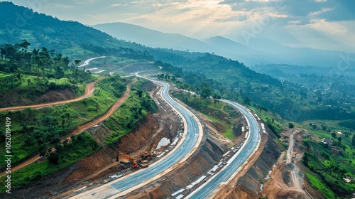 Aerial view of global infrastructure projects being built in developing nations