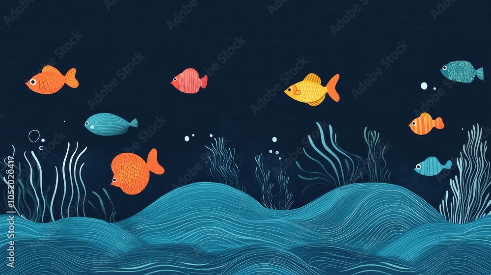 Fototapeta premium Dive into the depths of oceanic beauty, a captivating underwater fish painting dive