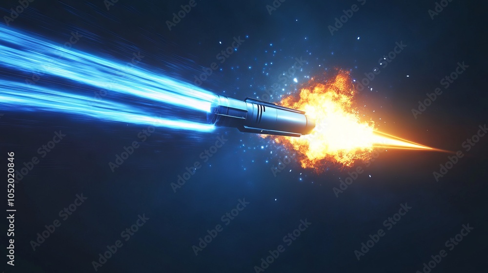 Vivid illustration of a missile with a bright explosion and motion blur. AI generated illustration Vivid illustration of a missile with a bright explosion and motion blur. AI generated illustration