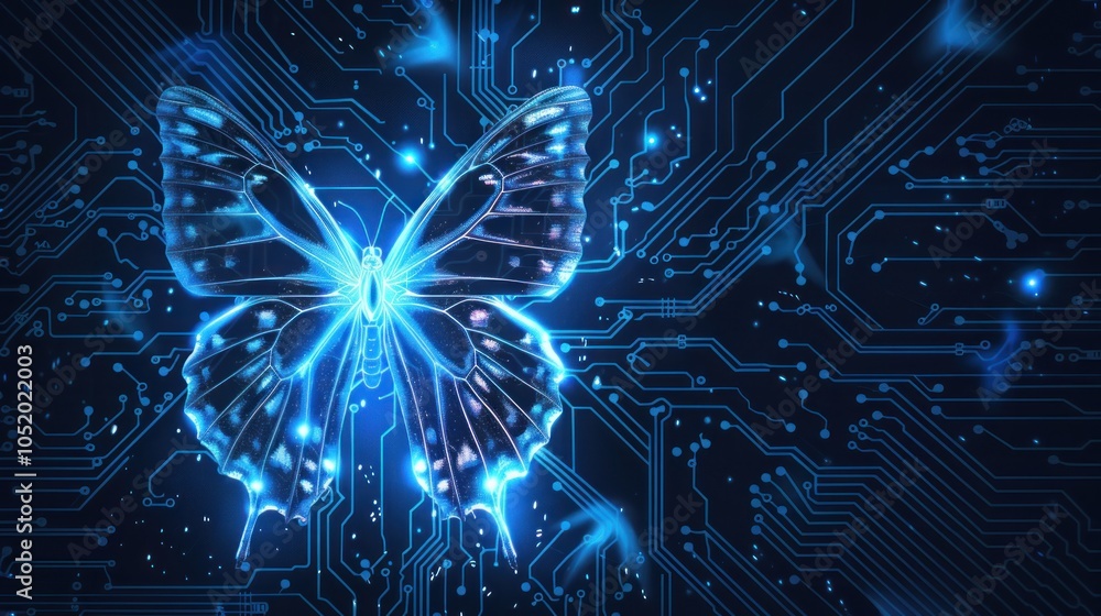 Obraz premium Digital Butterfly on Circuit Board