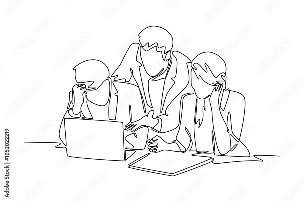 Business communication concept. Single line draw design vector graphic illustration. Business communication concept. Single line draw design vector graphic illustration.