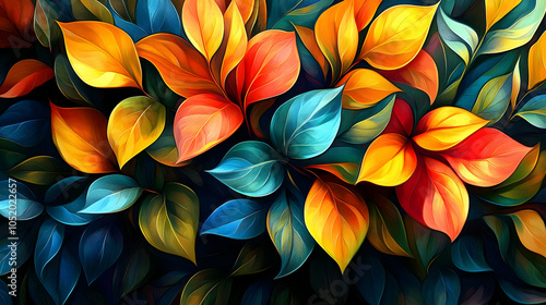 Wallpaper Mural Autumn Leaves Illustration Torontodigital.ca