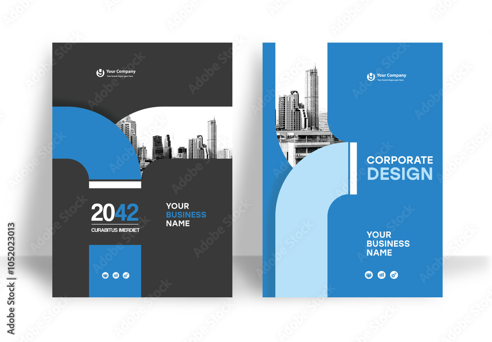 Blue and Black Book Cover Layout Stock Template | Adobe Stock