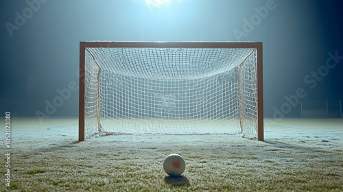 Soccer Goal on a Frosty Field, football, net, grass, winter, frozen