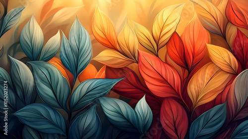 Wallpaper Mural Autumn Leaves Illustration Torontodigital.ca