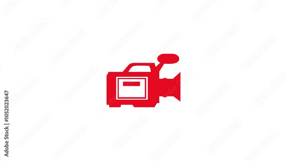 Video camera shape icon animation on white background Video camera shape icon animation on white background