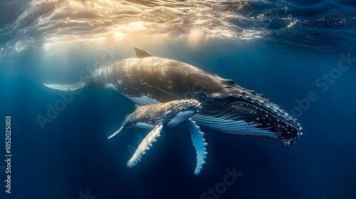 Humpback Whale Mother and C...