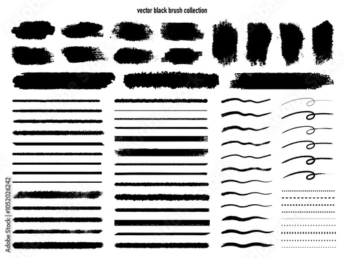 ベクターブラックブラシコレクション