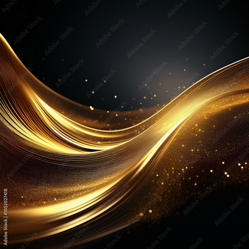 Obraz premium abstract shiny gold wave design element on dark background