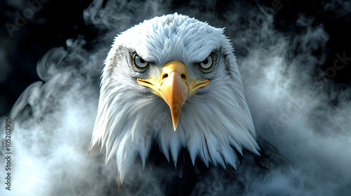 Bald Eagle in Smoke, american eagle, bird, raptor, predator, wildlife