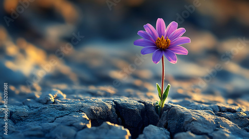 Purple Flower Growing Throu...