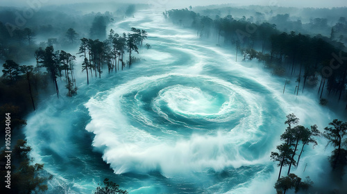 Whirlpool in Forest Illustr...