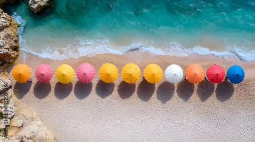 Beach Umbrellas Aerial Photo