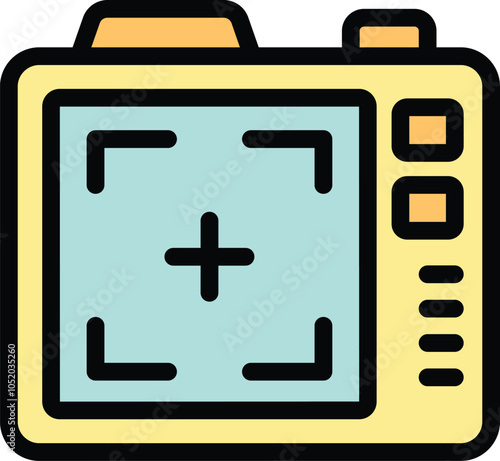Digital camera viewfinder showing the focus point for taking a picture