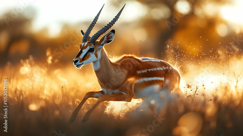 Antelope Running Through Gr...