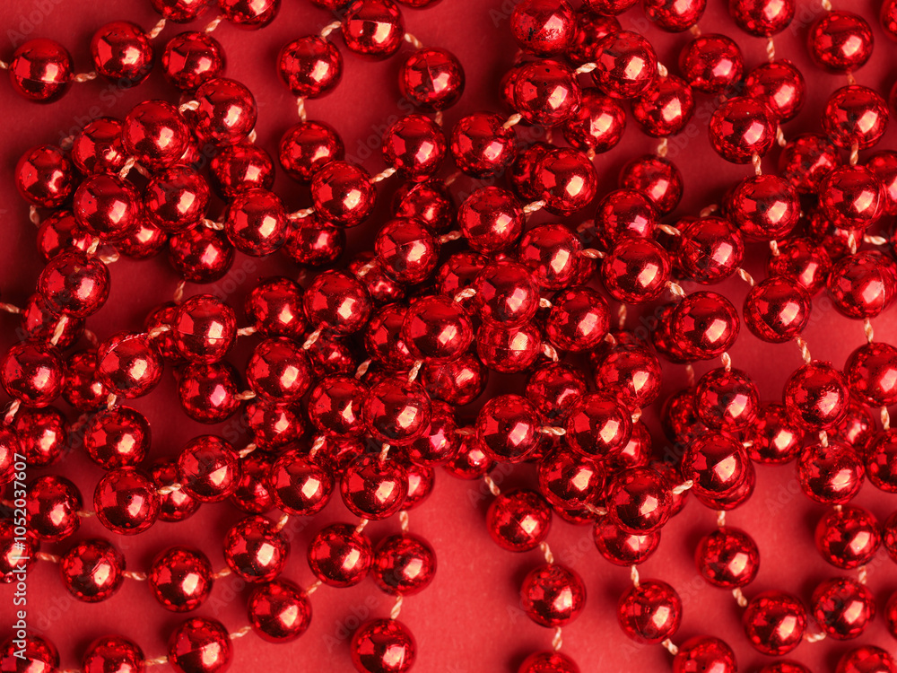 Red beaded Christmas tree decorations Red beaded Christmas tree decorations