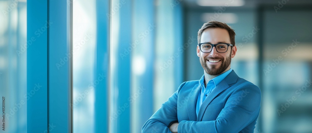 Middle-aged business man manager stands in modern office,confidence and success on business. Middle-aged business man manager stands in modern office,confidence and success on business.