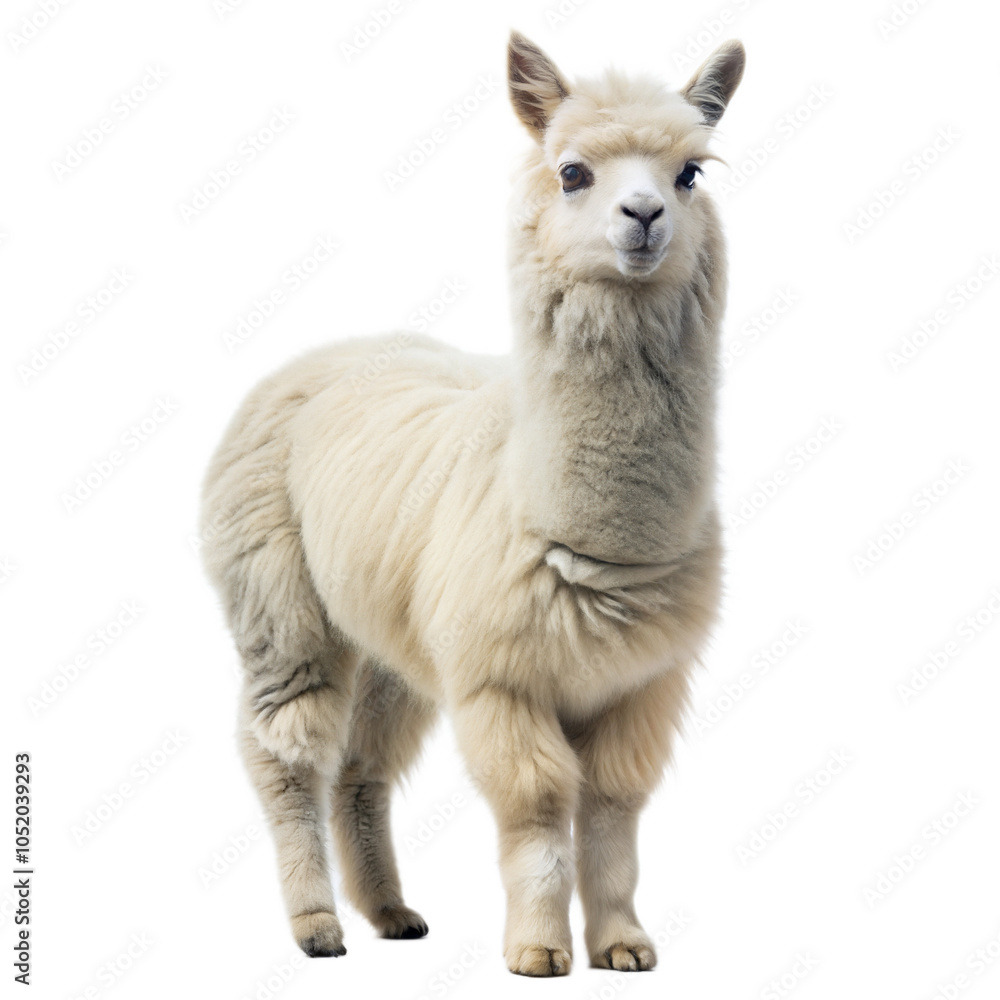 White Alpaca in Front of a White Background White Alpaca in Front of a White Background