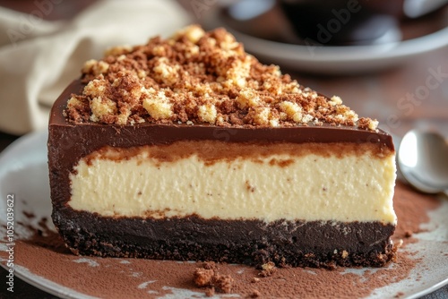 Wallpaper Mural Indulgent Slice of Chocolate Cheesecake with Creamy Layers and Crumbled Brown Sugar Torontodigital.ca