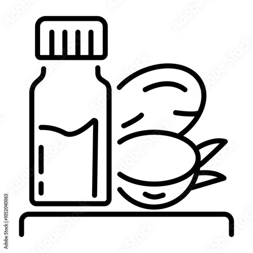 Linear icon of essential oil bottle 