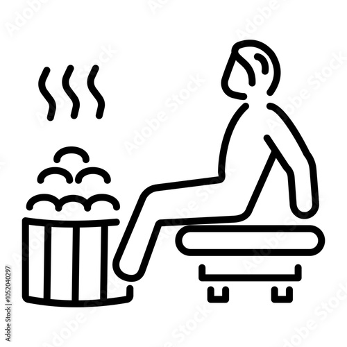 A person taking steam bath, linear style icon 