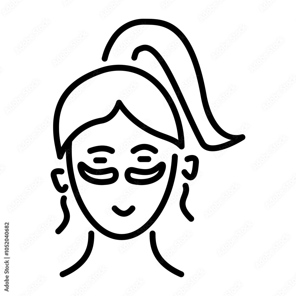 A woman having dark circles under her eyes, line style icon A woman having dark circles under her eyes, line style icon