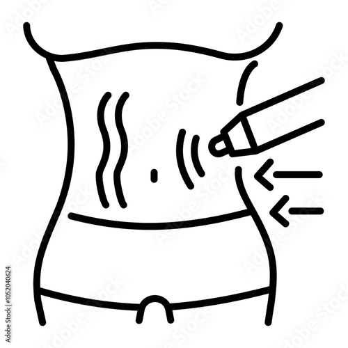 A line icon of belly stretch marks 