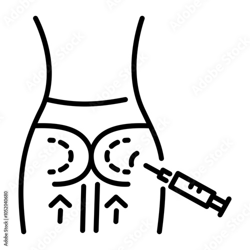 Gluteoplasty icon in linear style 