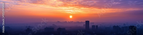 Panoramic city skyline,modern business concept background,sunset cityscape,skyscrapers.