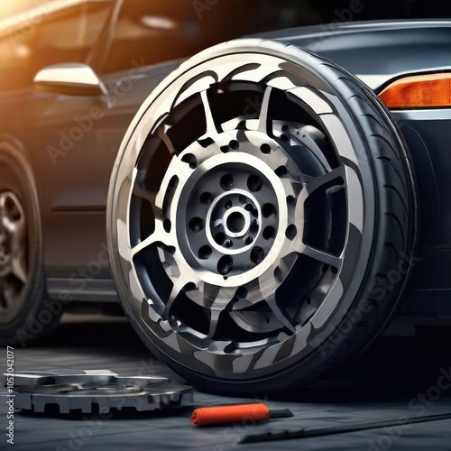 the AI Image Generator, Wheel with steel rim