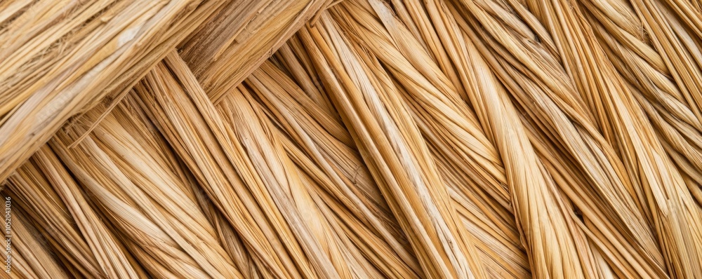 Straw roof of a rural shed, traditional craftsmanship, sustainable materials Straw roof of a rural shed, traditional craftsmanship, sustainable materials