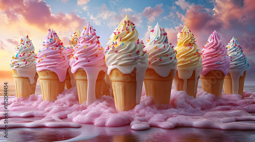Melting Ice Cream Cones on ...