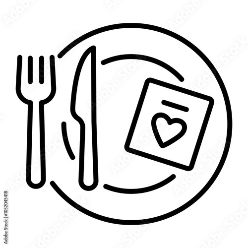 Dinner plate icon in linear style 