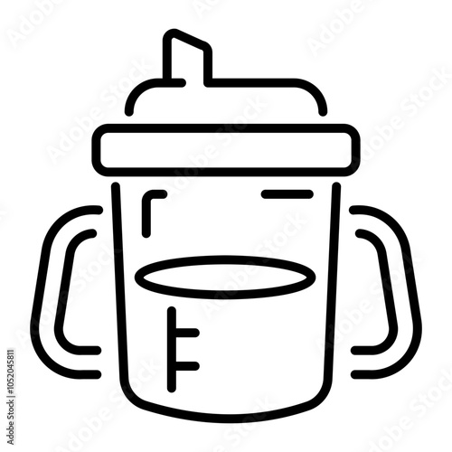 Line icon of a sippy cup with handles