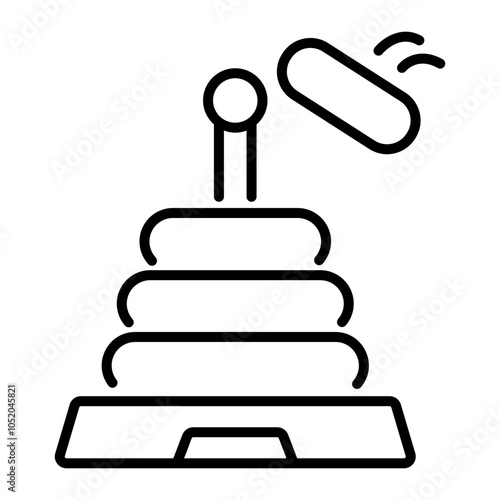 A line icon of stacking toy rings 