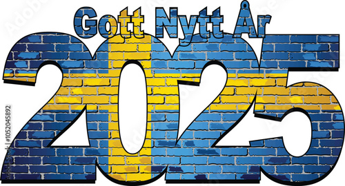 Happy New Year 2025 with Sweden flag inside - Illustration,
2025 HAPPY NEW YEAR NUMERALS