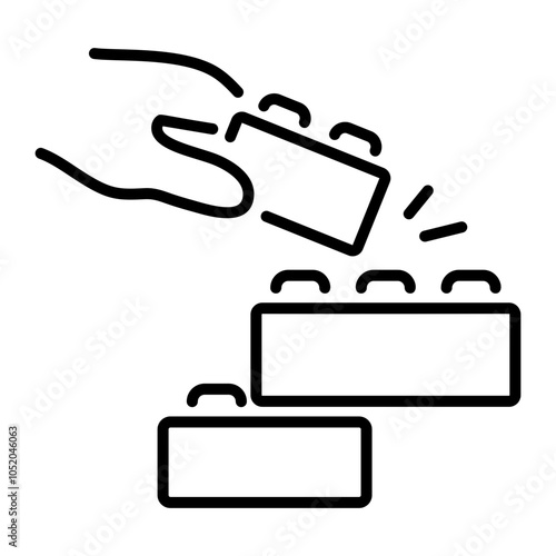 A line icon of building blocks 