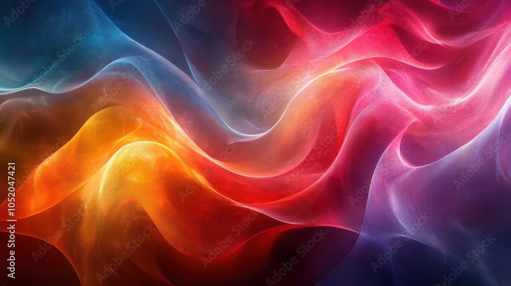 Fototapeta premium colorful abstract shapes with dynamic curves and patterns, blending vibrant hues in a 3d render that evokes emotional energy and creativity