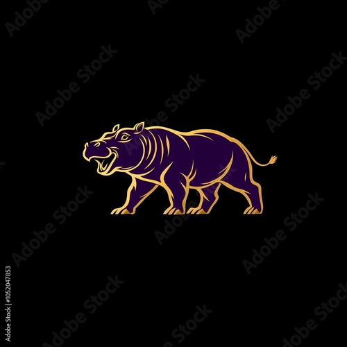 Flat Modern Hippopotamus Logo Design - Vector Icon Illustration photo