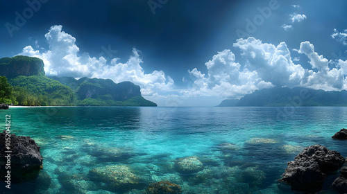 Tropical Ocean Scene with R...