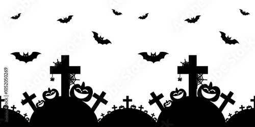 Halloween Festival Black and White Vector Background 