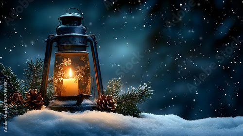 Lantern in Snowy Night Back...