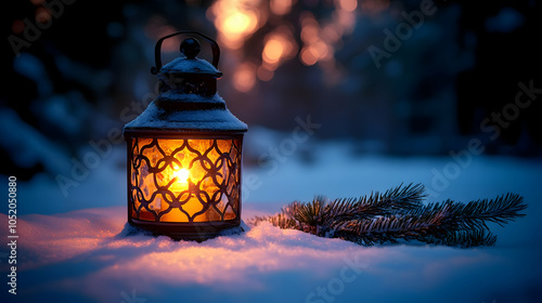 Lantern in the Snow - Winte...