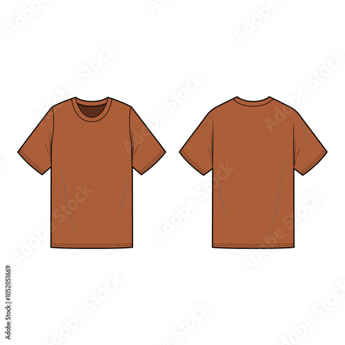 Vector illustration of an oversized, overfit tee fashion flat with short sleeves, a relaxed silhouette, and crew neck, designed for apparel templates, tech packs, and digital fashion sketches.

 photo