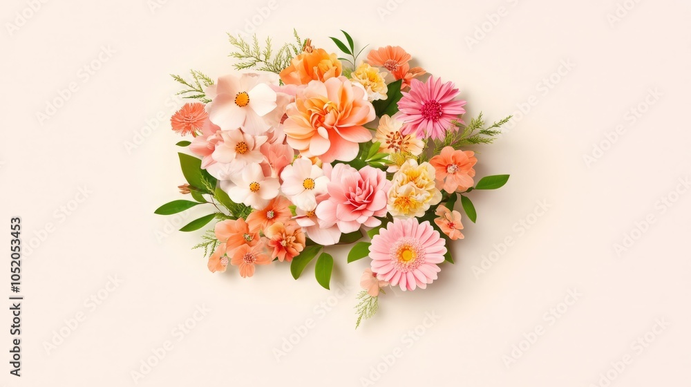 A vibrant arrangement of paper flowers in soft pastel colors. A vibrant arrangement of paper flowers in soft pastel colors.