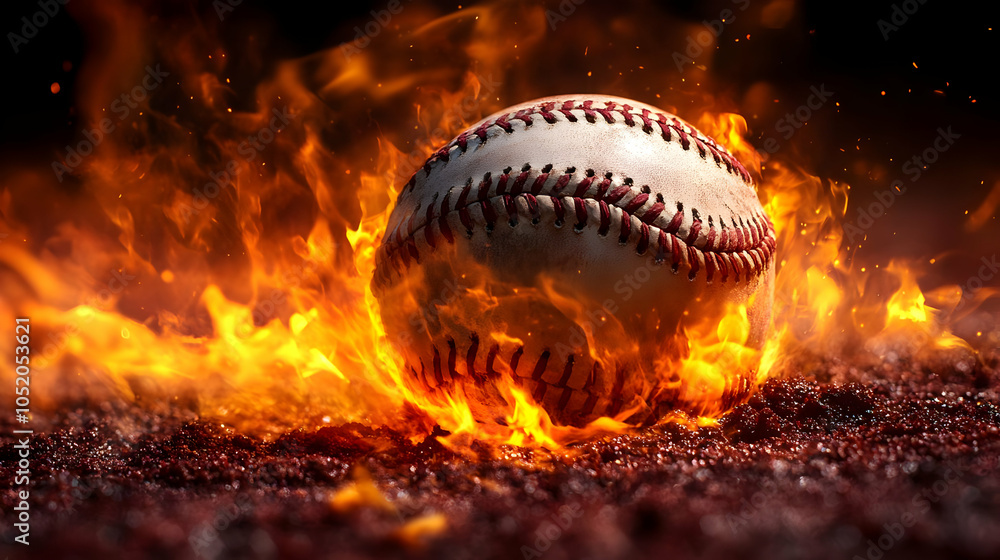 Baseball in Flames - Realistic Image Baseball in Flames - Realistic Image