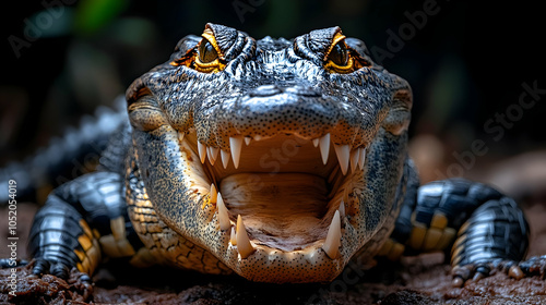Closeup of Crocodile with O...