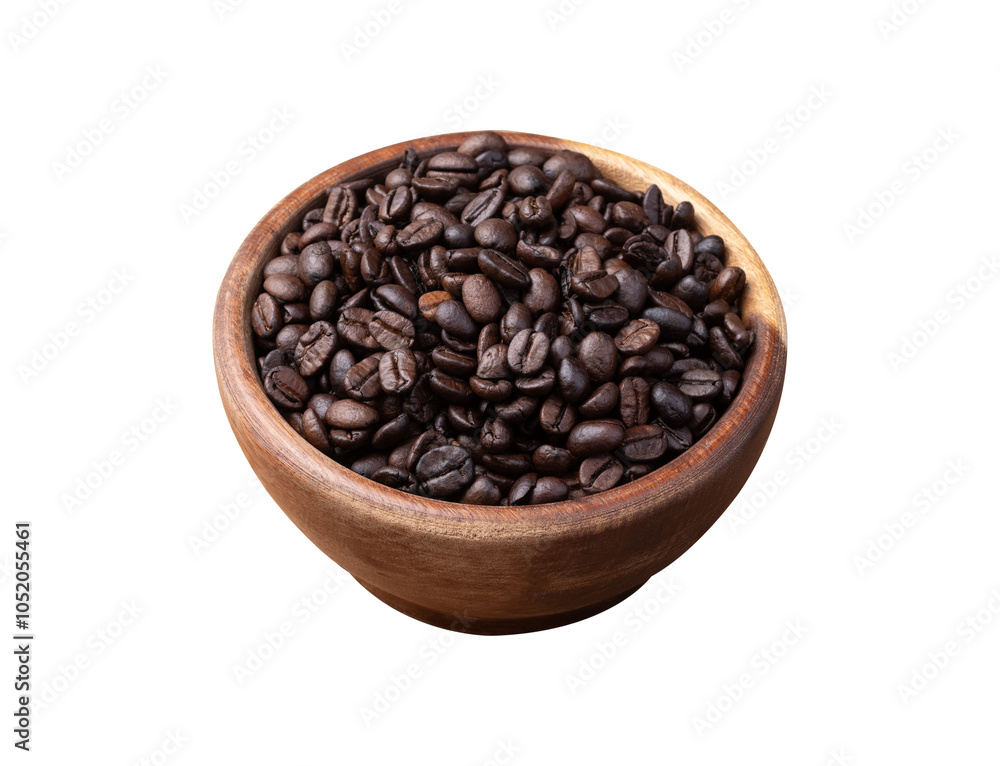 Coffee beans in a bowl isolated over white background Coffee beans in a bowl isolated over white background